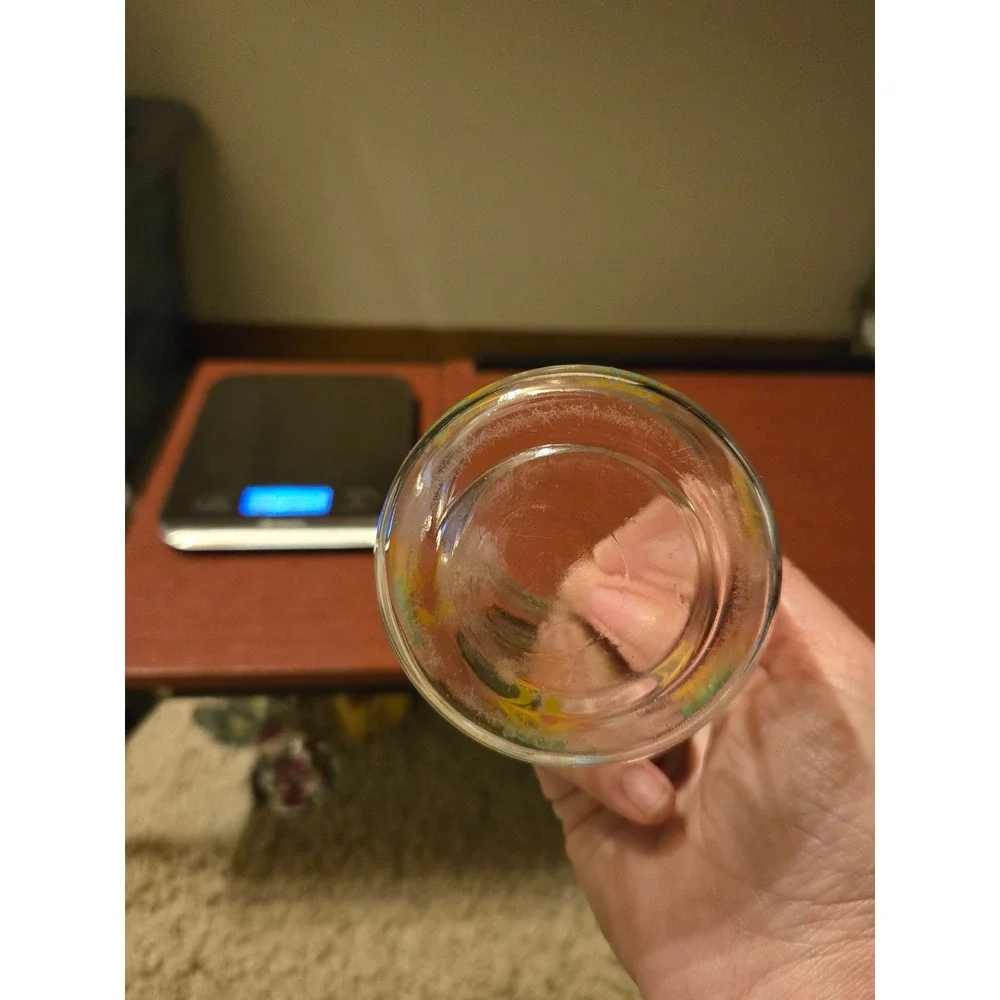 Vintage Clear Glass Tulip Jar Orange Yellow Floral Mid Century Small Vase Decor‎